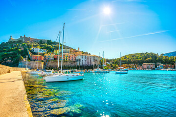 Porto Ercole village and harbour. Argentario, Tuscany, Italy - obrazy, fototapety, plakaty