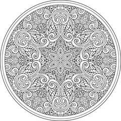 Vector floral ethnic outline hand drawn mandala