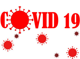 COVID - 19 Red Text on white background , CORONAVIRUS Icon instead O