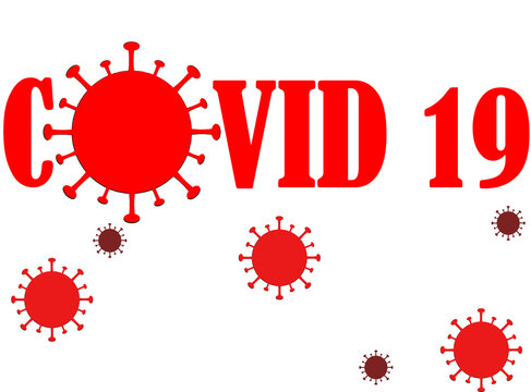 COVID - 19 Red Text on white background , CORONAVIRUS Icon instead O