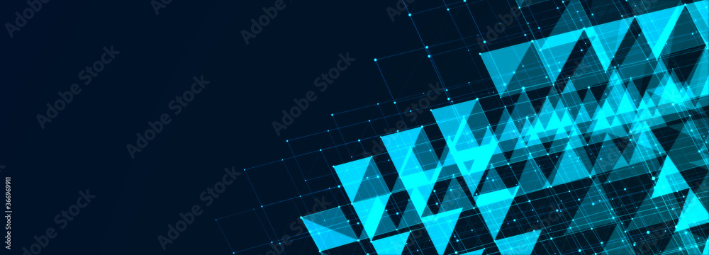 Aufkleber Abstract polygonal space with connecting dots and lines. Dark background. Connection structure. 3d Widescreen