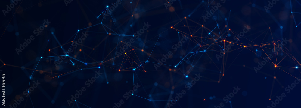 Aufkleber Digital technology background. Network connection dots and lines. Futuristic background for presentation design. 3d