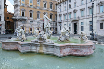 Fototapeta na wymiar Fountain in Piazza Navona, Rome, Lazio, Italy