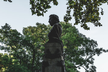 Ukraine, Odessa - August 28, 2019: Monument-bust to Alexander Pushkin. Alexander Pushkin Russian...