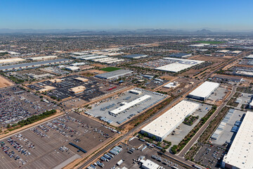 Industrial Buildings from above a southwest city