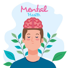 mental health concept, man with healthy mind vector illustration design