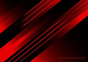 Fototapeta premium Abstract red and black technology with overlapping diagonal lines.