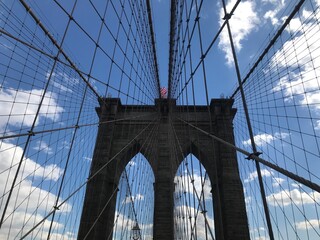 Blue clear sky at Brooklyn bridge  