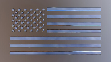 Silver American Flag on grey background