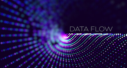 Big data. Security technology digital wave background concept. Bigdata abstract vector background. Binary code structure. Wave flow. Data radar stream. - obrazy, fototapety, plakaty