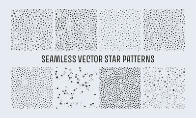 Trendy seamless vector star patterns set, great design for any purposes. Graphic modern pattern. Geometric art.