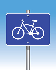 bicycle sign on a road, vector illustration 