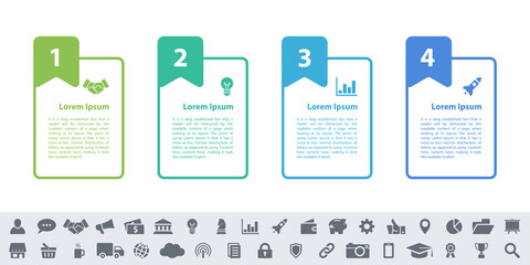 Infographic design business concept vector illustration with 4 steps or options or processes represent work flow or diagram or web button banner