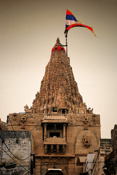 View of Shree Dwarkadhish Krishna Temple at Dwarka, Gujarat, India