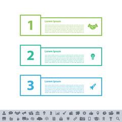 Infographic design business concept vector illustration with 3 steps or options or processes represent work flow or diagram or web button banner