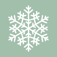 White vector snowflake on green background. Simple snowflake icon. Vector illustration for Christmas and New Year