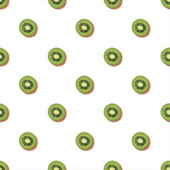 Kiwi fruit seamless pattern vector on isolated white background.