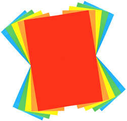 Colored A4 sheets abstract on white background red color