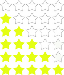Stars rating set. Gold five star rating icon set. Vector illustration abstract.