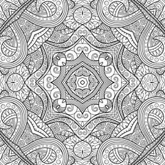 Vector ethnic hand drawn line art seamless pattern