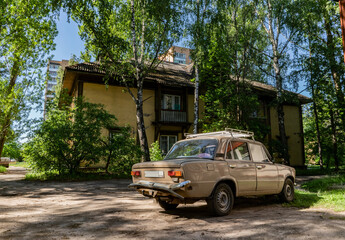 Fototapeta premium old car in the village