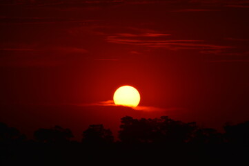 African sunset over the Okavango Delta in Botswana