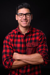 Obraz premium Portrait of young handsome hipster man with eyeglasses