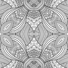 Vector ethnic hand drawn line art seamless pattern