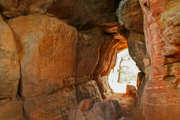 Bhimbetka rock shelters - An archaeological site in central India at Bhojpur Raisen (Near Bhopal) in Madhya Pradesh.