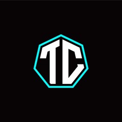 T C initials modern polygon logo template