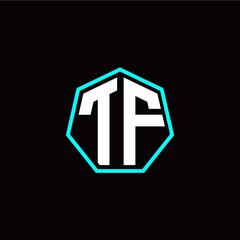 T F initials modern polygon logo template