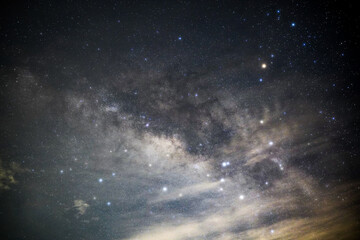Naklejka na ściany i meble Night landscape with Milky Way in Thailand. Space background