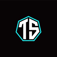 T S initials modern polygon logo template