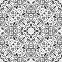 Vector ethnic hand drawn line art seamless pattern