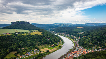 hills clouds landscape saxony