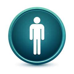 Man icon shiny light blue round button illustration