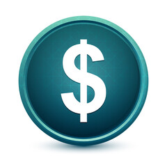 Dollar sign icon shiny light blue round button illustration