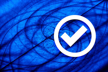 Check box icon vortex spiral blue background illustration