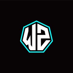 W Z initials modern polygon logo template