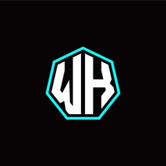 W K initials modern polygon logo template