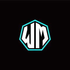 W M initials modern polygon logo template