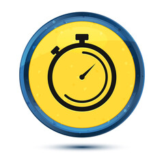 Stopwatch icon fancy yellow round button illustration