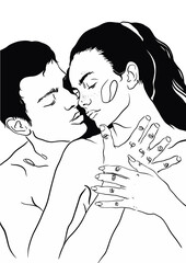 Couple line illustration. Love print. Minimalist people icon. Couple logo. 2 faces. Man and woman. Love. Symbol of love. Couple kissing line drawing. Love line art. Minimalist print