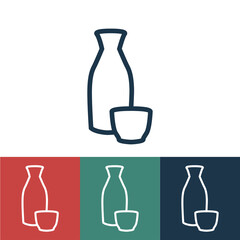 Linear vector icon with sake