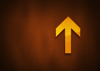 Up arrow icon dark wood texture background illustration