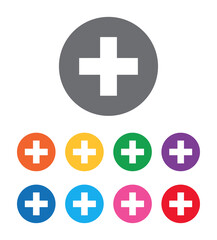 Fototapeta premium Plus icon flat design round button set illustration