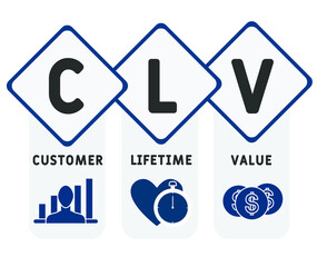 CLV - Customer Lifetime Value. business concept. Vector infographic illustration  for presentations, sites, reports, banners