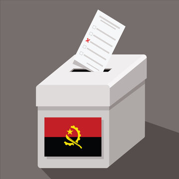 Angola election, ballot box with flag, vector illustration 