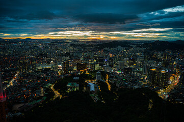 night view of Seoul, where the sunlight is almost subdued