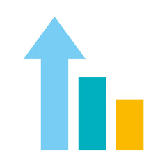 strategy concept, graphic chart with arrow up, flat style